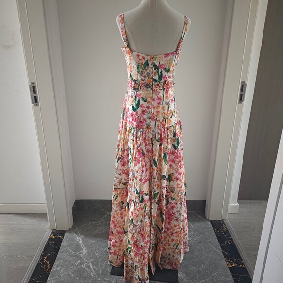 Agua By Agua Bendita lima jardiniera' floral-print linen maxi dress - Picture 4 of 13